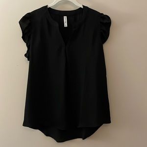 Zenana Black Ruffle Sleeve Blouse - Large